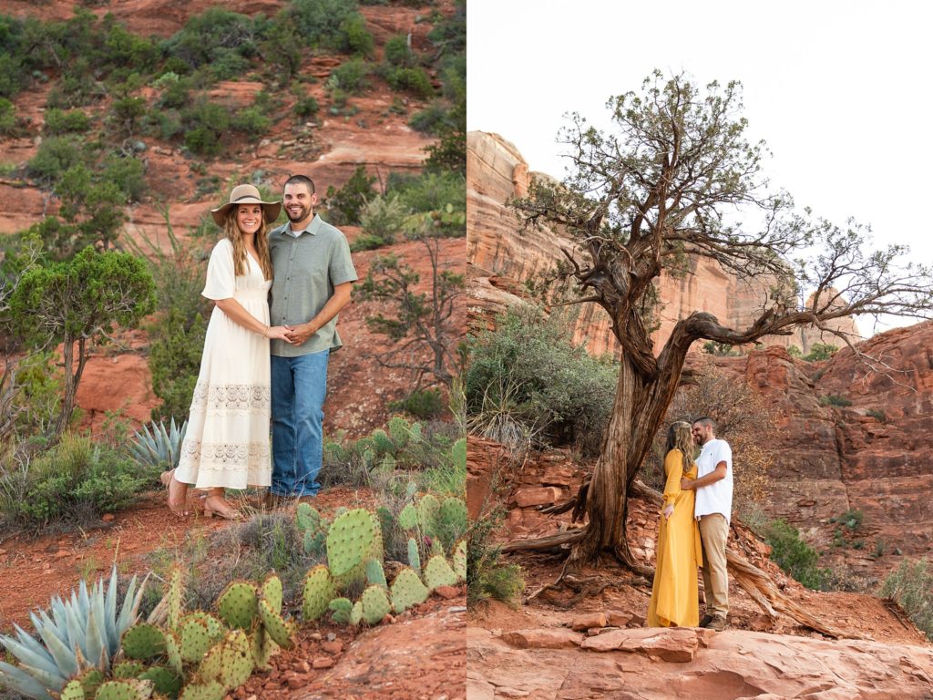 Bethany and Nick snuggle in close and are all smiles during their Sedona, Arizona anniversary portrait session