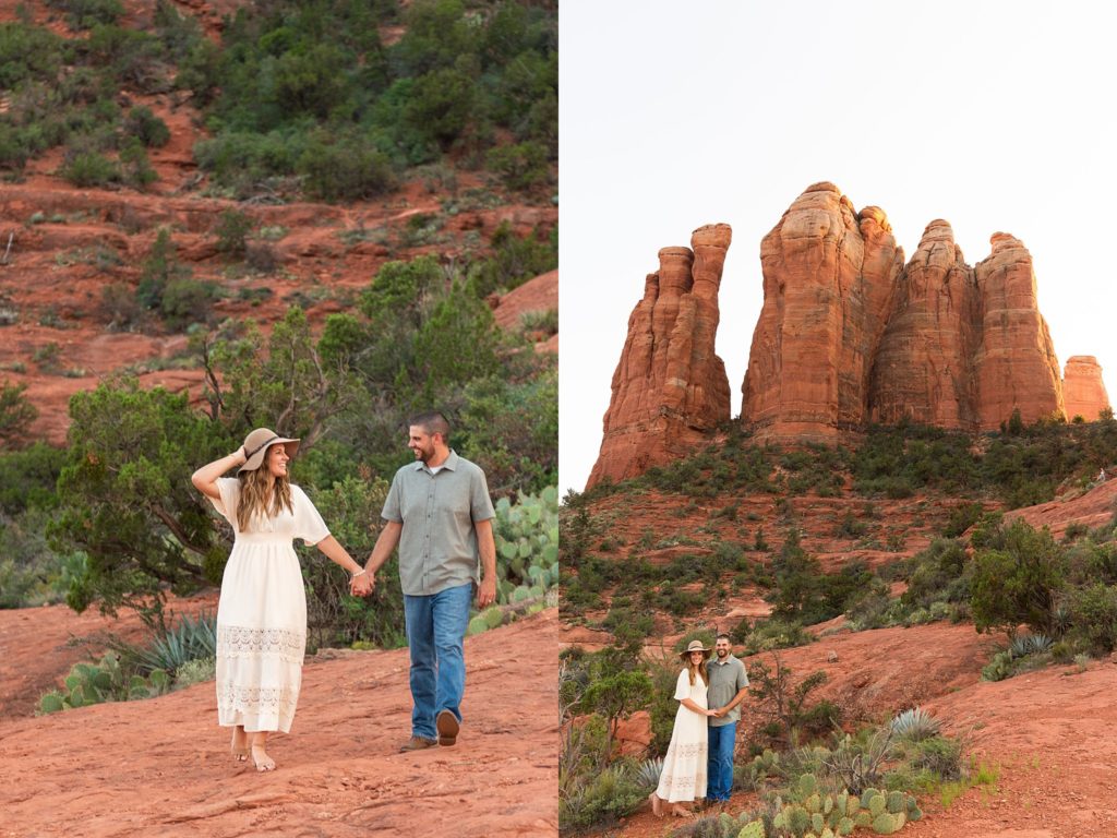 Bethany and Nick explore the trails during their Sedona, Arizona destination anniversary portrait session