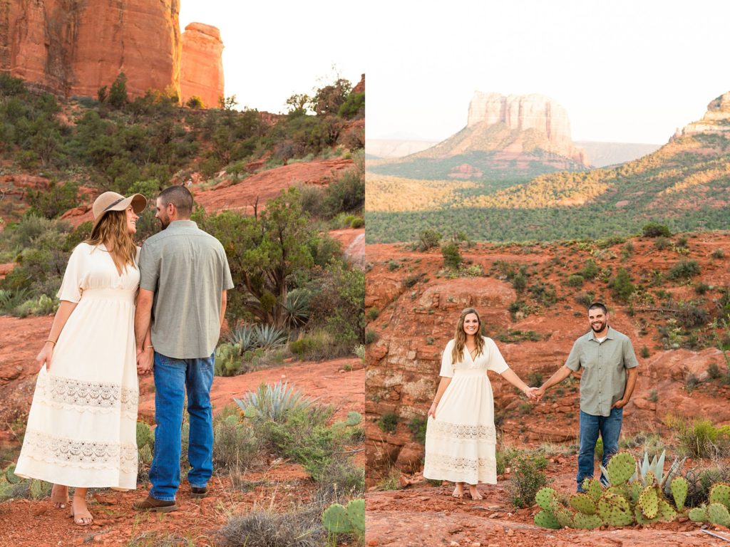 Bethany and Nick smile broadly during their Sedona, Arizona  anniversary portrait session