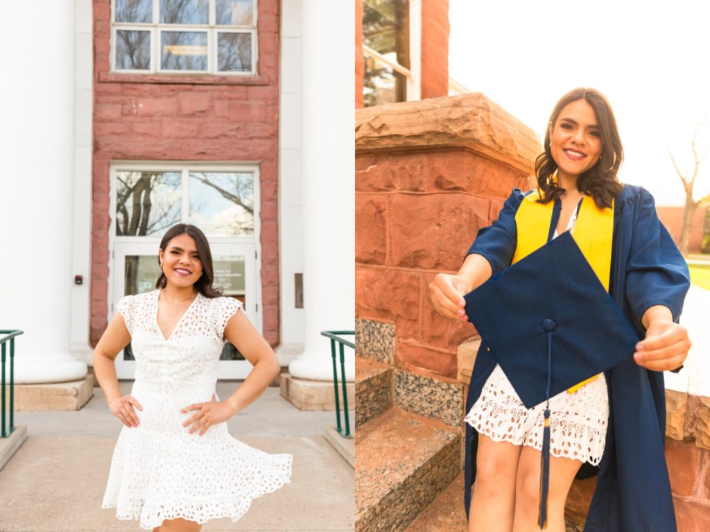 Senior portrait photos at some of Antonela's favorite spots on NAU campus in Flagstaff, Arizona.