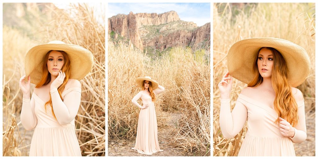 Stylish Alyssa poses perfectly in Arizona near the Salt River with Bayley Jordan Photography for a portrait session.