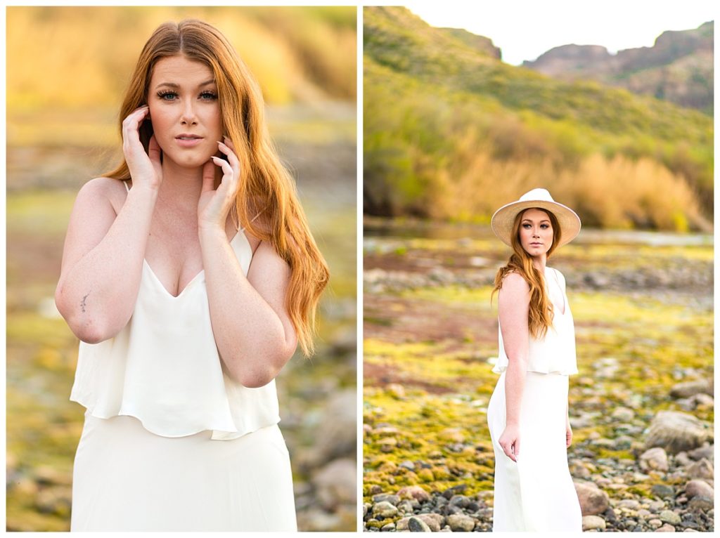 Alyssa poses like a pro during an Arizona portrait photography session in the desert with Bayley Jordan.