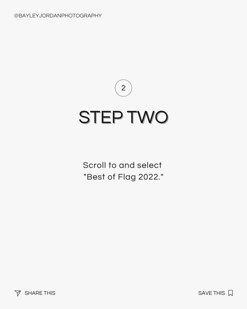 Social media sharable image Step 2 for voting Bayley Jordan Photography Best of Flag 2022