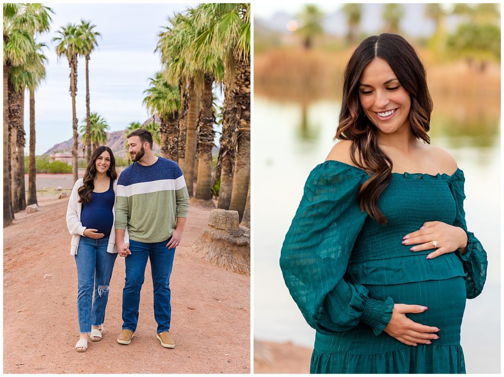 Mother-to-be Sarah is a stunning stand-out as she shows off her baby bump during a sweet maternity session with Bayley Jordan Photography in Phoenix, Arizona