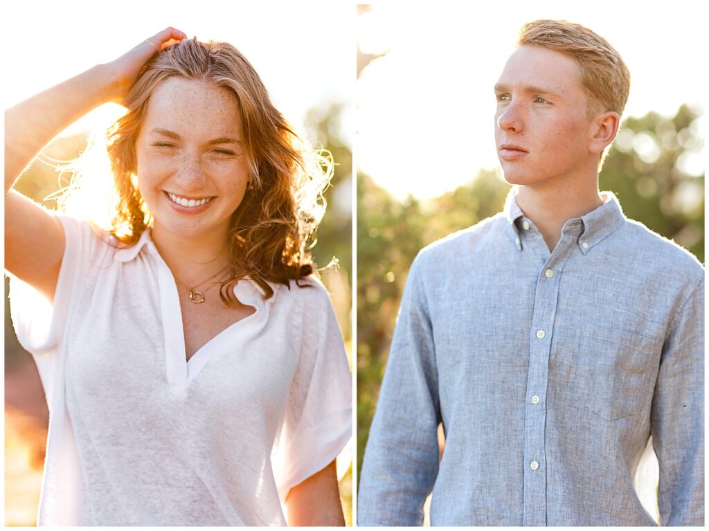 Portraits for sister and brother in Sedona, Arizona at sunset - Bayley Jordan Photography