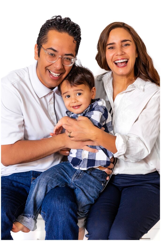 The cutest close-up of the Acevedo family during a professional portrait session and Finding Arizona podcast interview in Phoenix with Bayley Jordan Photography.