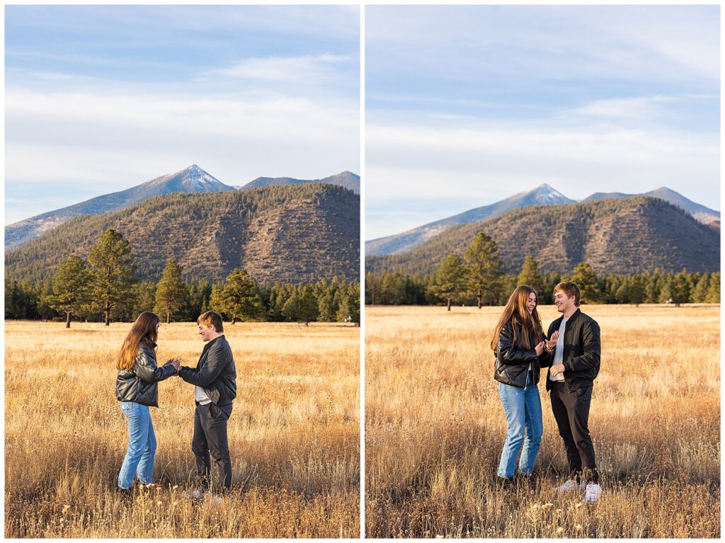 Jay surprises his beautiful girlfriend of 4 years at Buffalo Park in Flagstaff, Arizona when he proposes at sunset. 