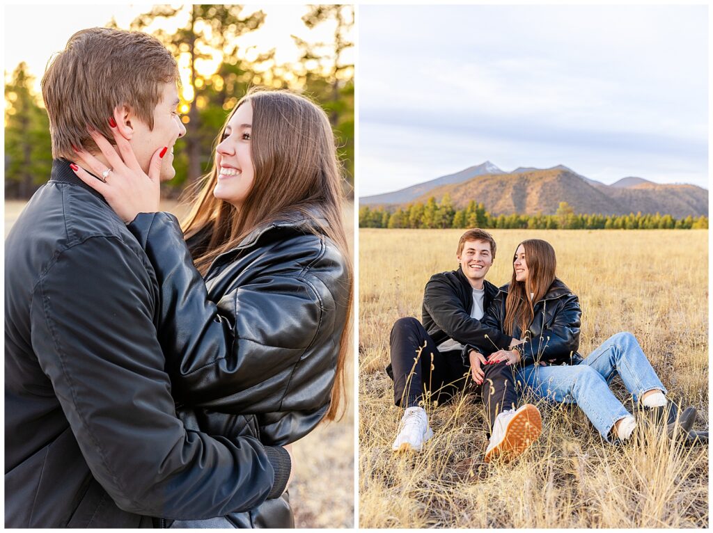 Ashley looks lovingly at Jay during their engagement portrait session in Flagstaff, Arizona.