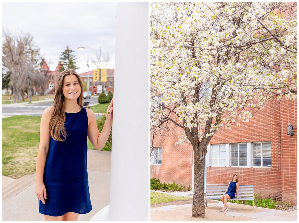NAU biomedical science graduate celebrated amidst the floral blooms on campus in Flagstaff, Arizona with Bayley Jordan Photography