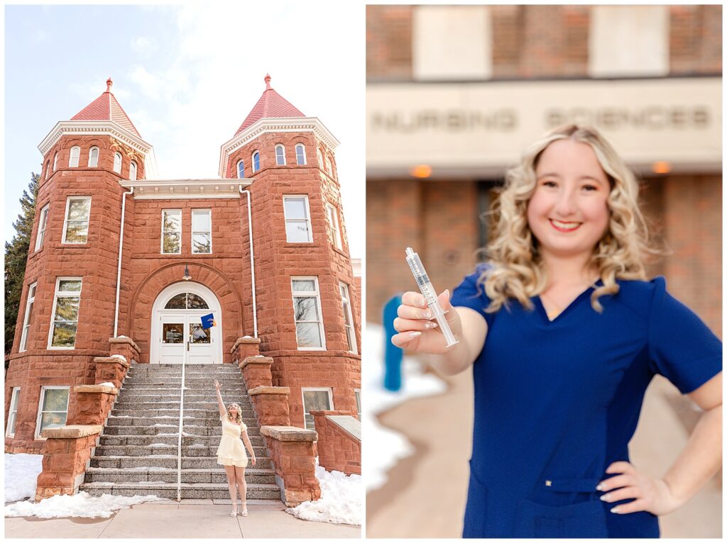 NAU nursing grad Katy celebrates 2025 with a sunset portrait session with Bayley Jordan Photography in Flagstaff.