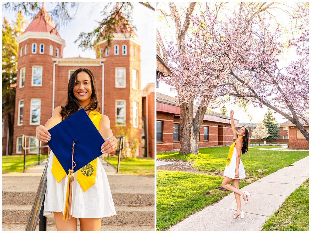 NAU Hotel and Restaurant Management Graduate Bella during a sunset portrait session in Flagstaff with Bayley Jordan